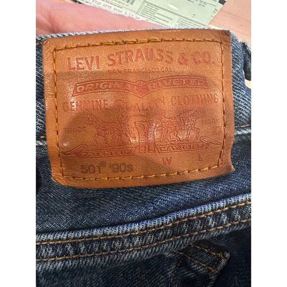 Levi's 501 90s Selvedge Jeans Men's 36x29 Levi's Premium Straight Leg Dark Wash - Picture 6 of 10